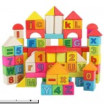 QZM Wooden Building Blocks Set 88 Blocks in 9 Colors and 7 Shapes for Number Wood Blocks Educational Toy Set 88-rainbown  B079DWJDL6